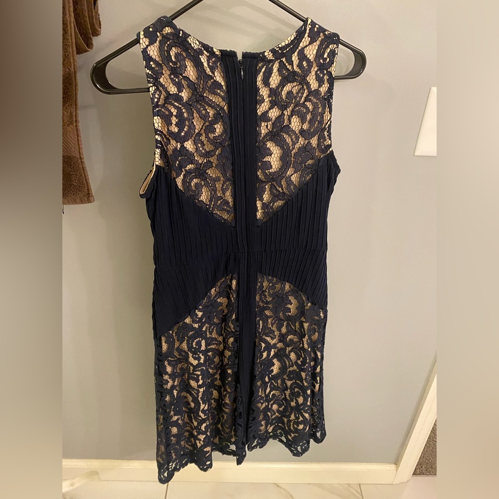 Navy Lace Dress with Nude underlay